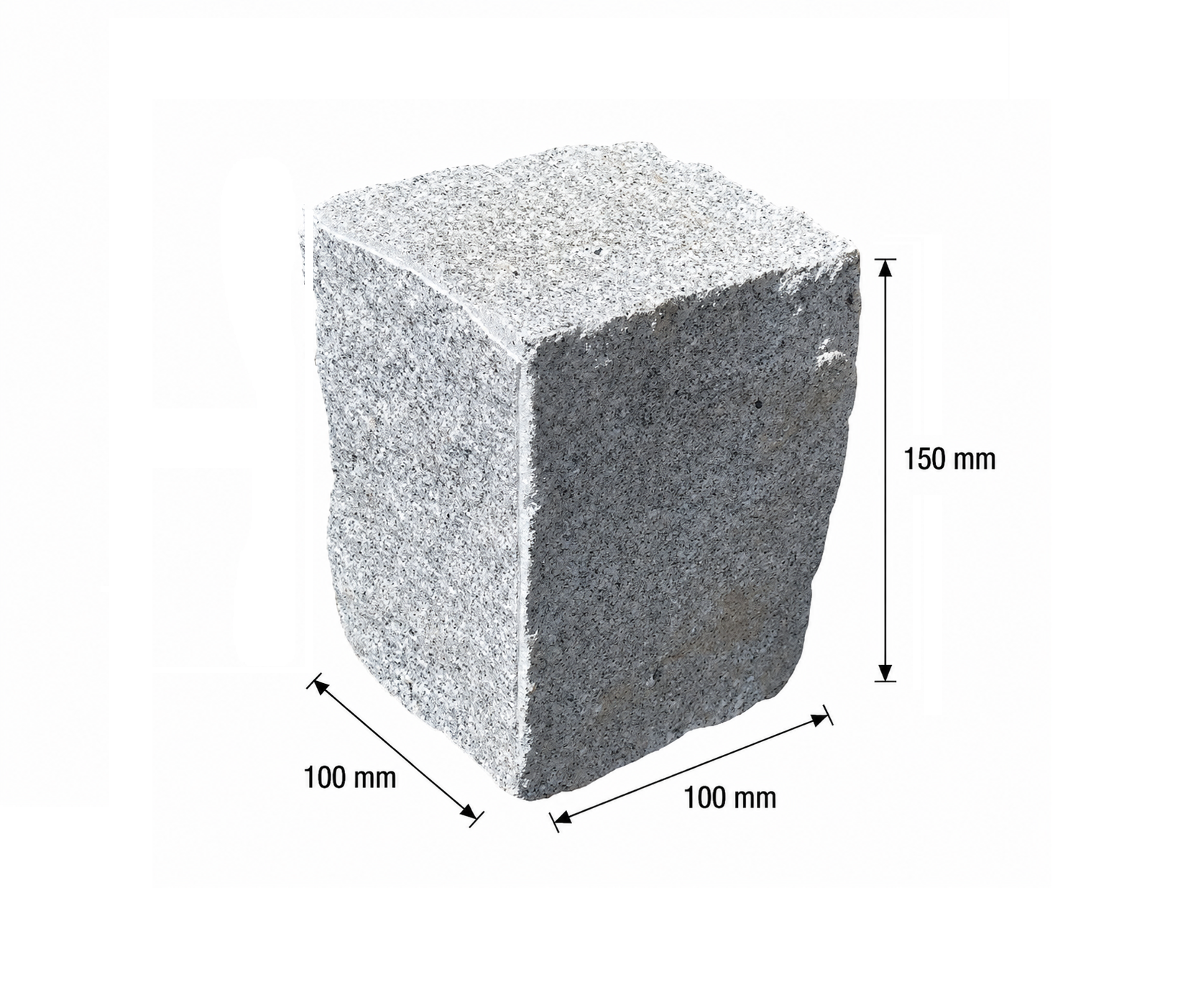 Sillutuskivi, hall graniit 100×100×150