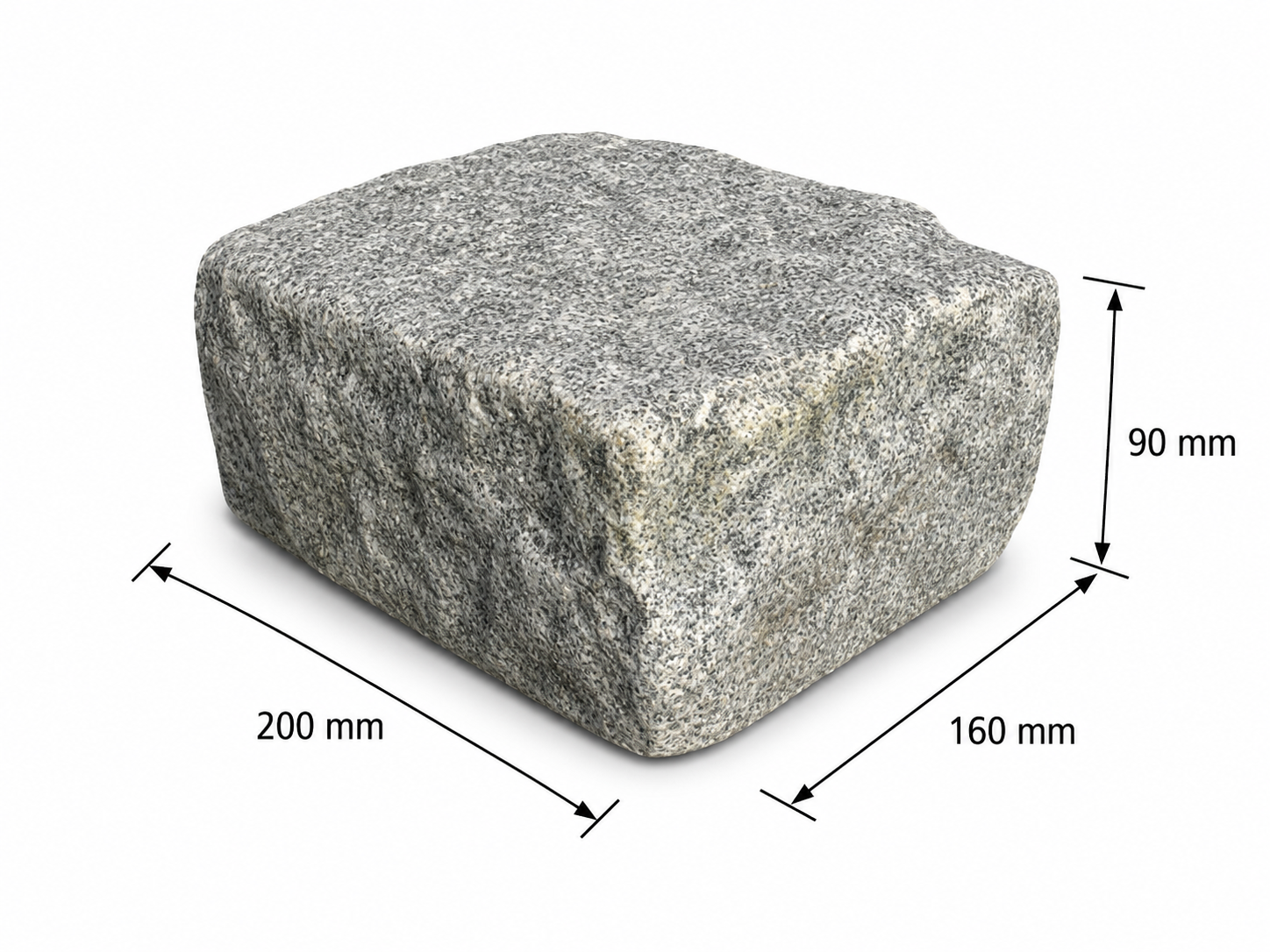 Sillutuskivi, hall graniit 200×160×90