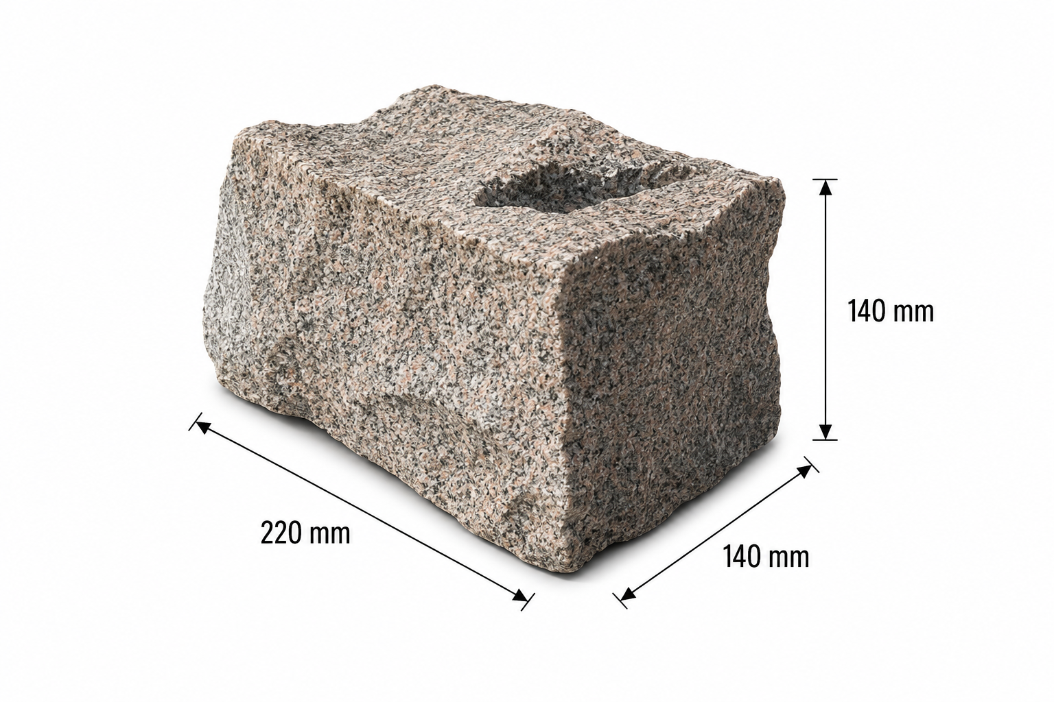 Sillutuskivi, punakas graniit 280×140×140
