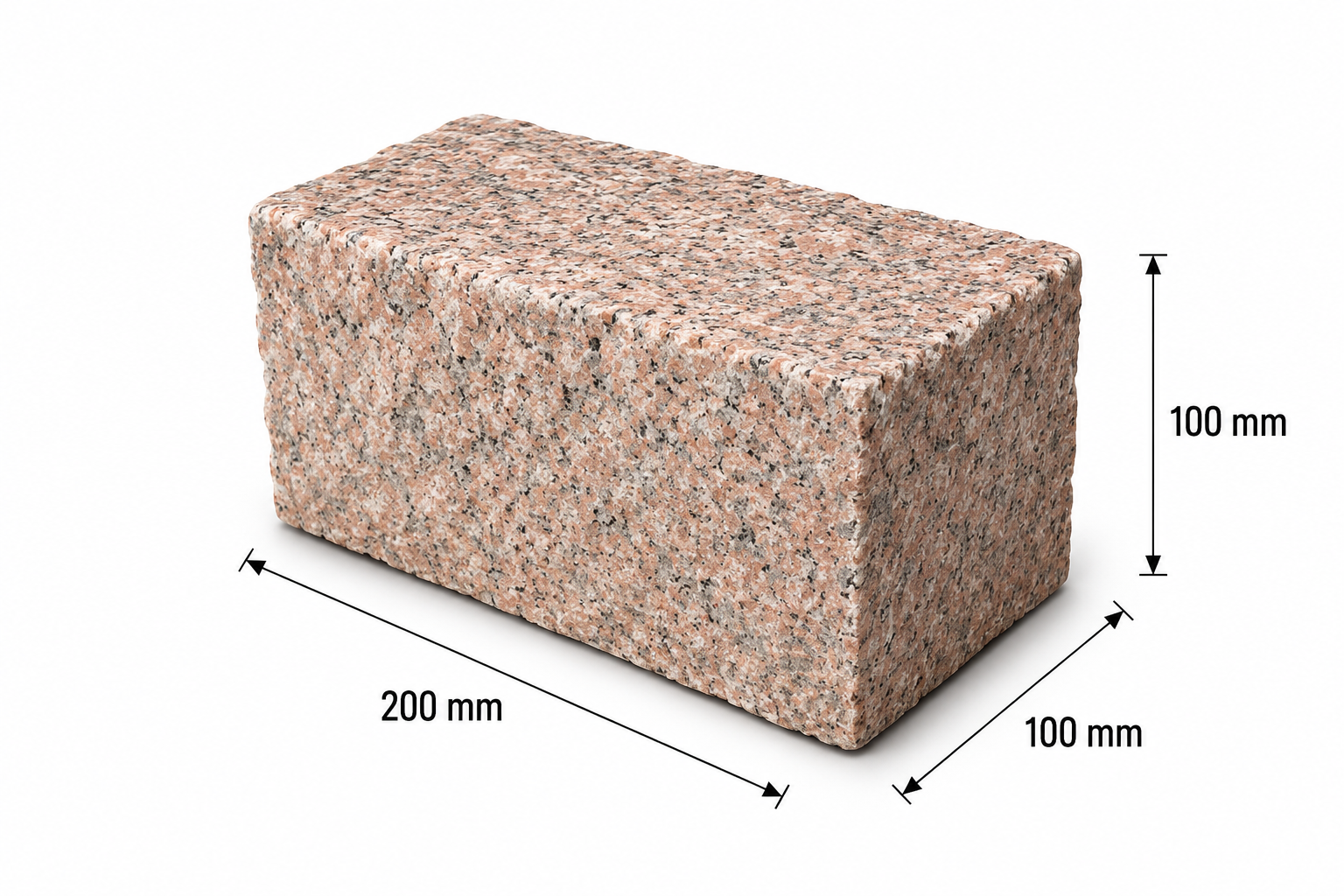 Sillutuskivi, punakas graniit 200×100×100